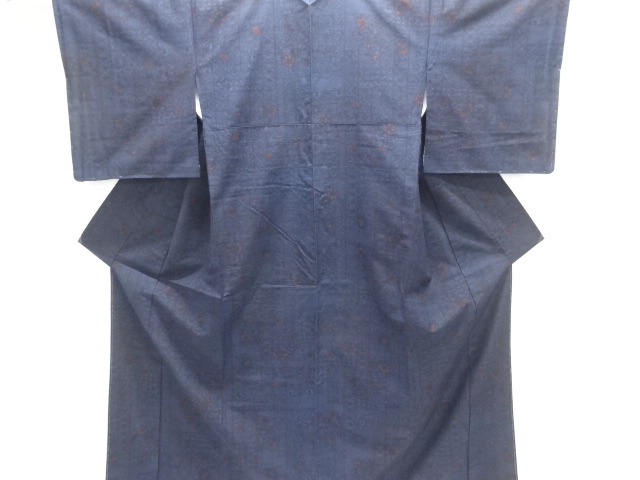 JAPANESE KIMONO / SILK / HAND WOVEN TSUMUGI / FLOWERS